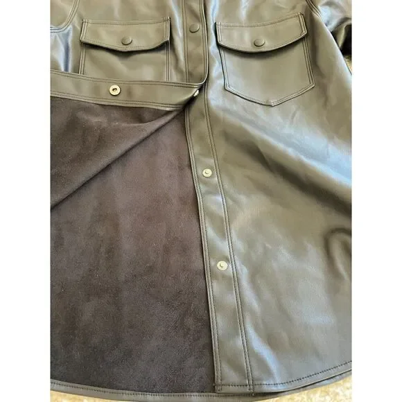 Zara Black Faux Leather Shirt Jacket Youth Size‎ 13-14 - Picture 9 of 10